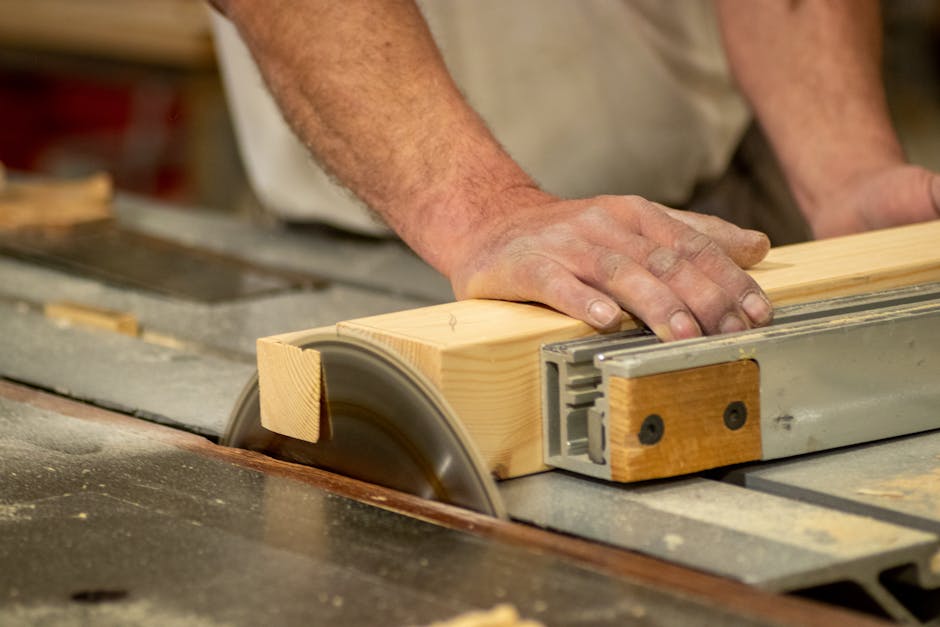 Carpenter making cabinets